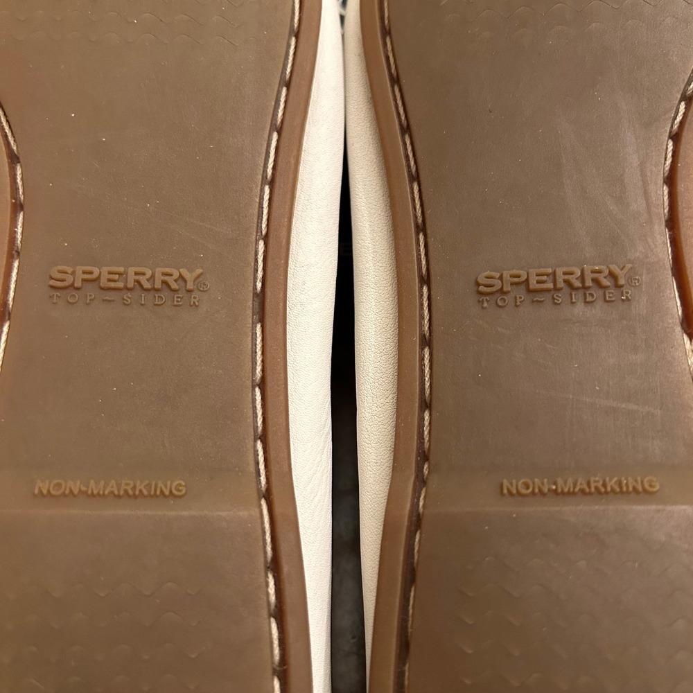 Sperry Top-Sider Audrey Boat Shoes White Cognac Sand Leather Loafers Womens 8M - Picture 11 of 14